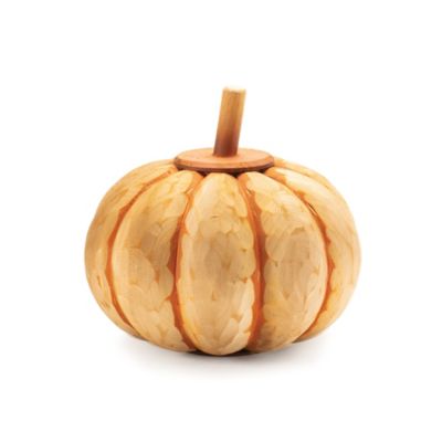 Image showing  Carved Fir Wood Pumpkin Decor (Set of 2)
