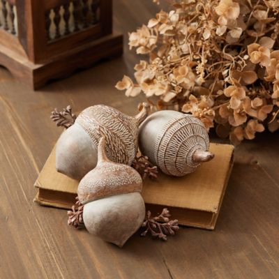 Image showing  White Washed Etched Acorn (Set of 6)