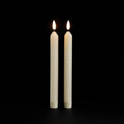 Image showing  FIA Wick Beige Textured Taper Candle (Set of 2)