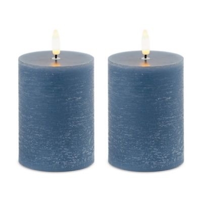 Melrose International 4 in. FIA Wick Blue Pillar Candle, 2 pk.