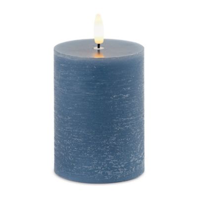 Image showing  4 in. FIA Wick Blue Pillar Candle, 2 pk.