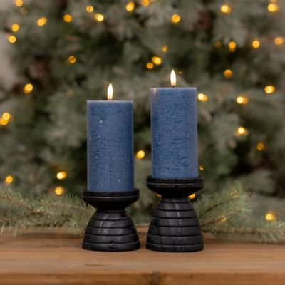Image showing  6 in. FIA Wick Blue Pillar Candle (Set of 2)