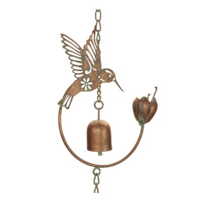 Melrose International Iron Hummingbird and Bell Rain Chain