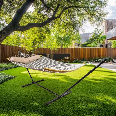 Image showing  2-Person Hammock with Curved Spreader Bar - Neutral Stripe