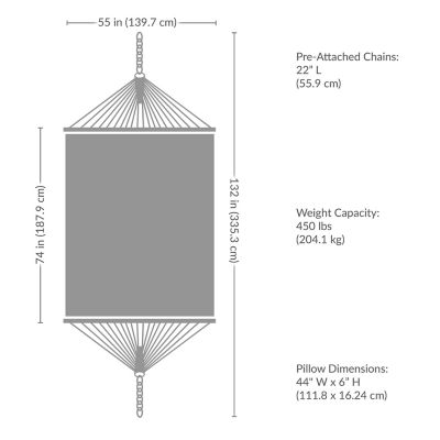 Image showing 5 th Sunnydaze Decor 2-Person Hammock with Curved Spreader Bar - Neutral Stripe