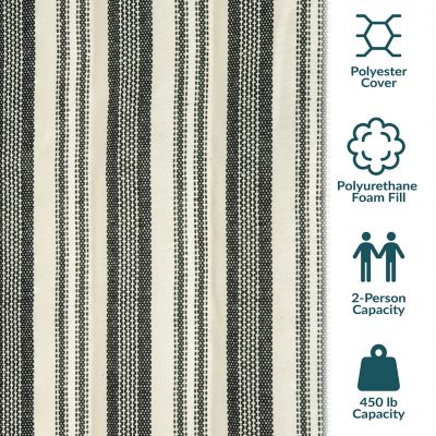 Image showing 7 th Sunnydaze Decor 2-Person Hammock with Curved Spreader Bar - Neutral Stripe