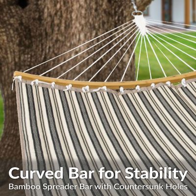 Image showing 8 th Sunnydaze Decor 2-Person Hammock with Curved Spreader Bar - Neutral Stripe