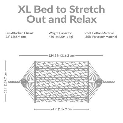 Image showing  2-Person Cotton Rope Hammock with Spreader Bars - Brown