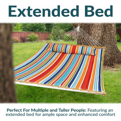 Image showing  Large 2-Person Quilted Outdoor Hammock - Caribbean Stripe
