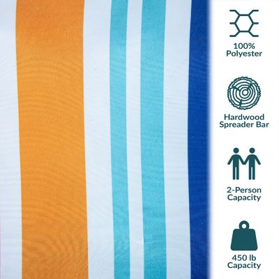 Image showing  Large 2-Person Quilted Outdoor Hammock - Caribbean Stripe