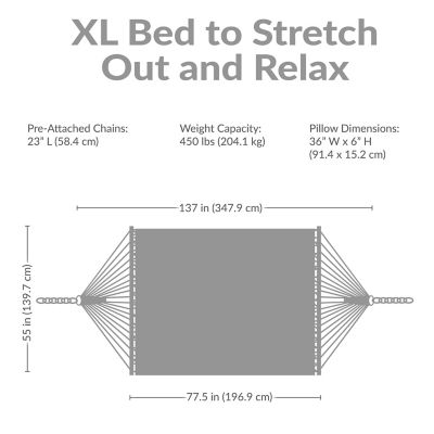 Image showing 5 th Sunnydaze Decor Large 2-Person Quilted Outdoor Hammock - Awning Stripe