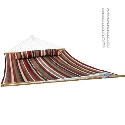 Image showing 7 th Sunnydaze Decor Large 2-Person Quilted Outdoor Hammock - Awning Stripe
