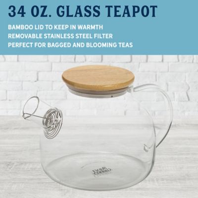 Image showing 5 th Country Living 34 oz. B. Glass Teapot with Bamboo Lid