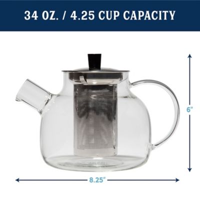 Image showing  34 oz. B. Glass Teapot with Stainless Steel Infuser and Lid