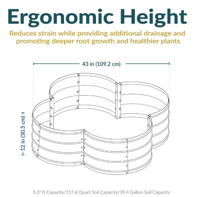Image showing  4-Leaf Clover-Shaped Steel Raised Planter Bed - Ivory White