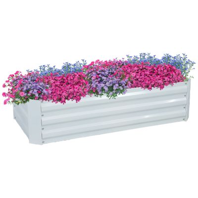 Image showing  Rectangle Steel Raised Planter Bed - 4 x 2 x 1 ft., White