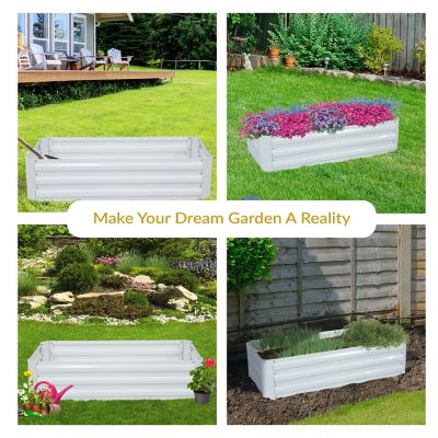 Image showing  Rectangle Steel Raised Planter Bed - 4 x 2 x 1 ft., White
