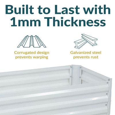 Image showing  Rectangle Steel Raised Planter Bed - 4 x 2 x 1 ft., White