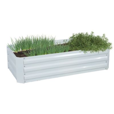 Image showing 8 th Sunnydaze Decor Rectangle Steel Raised Planter Bed, 4 x 2 x 1ft., White