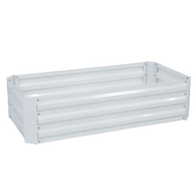 Image showing 9 th Sunnydaze Decor Rectangle Steel Raised Planter Bed, 4 x 2 x 1ft., White