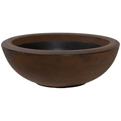 Image showing  20.75 in Percival Round Polyresin Planter - Rust, 2 pk.