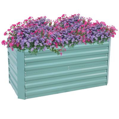 Image showing  Rectangle Steel Raised Planter Bed - 4 x 2 x 2 ft., Green