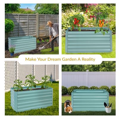Image showing  Rectangle Steel Raised Planter Bed - 4 x 2 x 2 ft., Green
