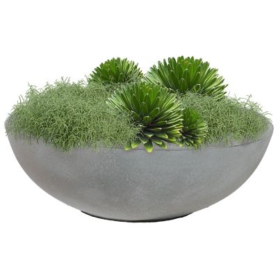 Image showing  20.75 in Percival Round Polyresin Outdoor Planter - Gray