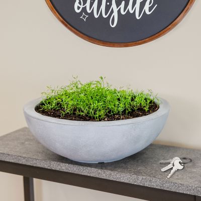 Image showing  20.75 in Percival Round Polyresin Outdoor Planter - Gray