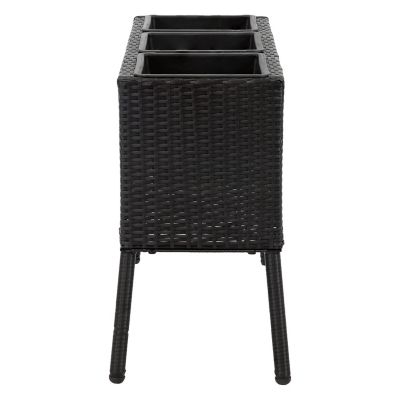 Image showing 7 th Sunnydaze Decor 3-Section Wicker Raised Planter - Black