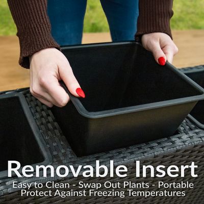 Image showing 8 th Sunnydaze Decor 3-Section Wicker Raised Planter - Black