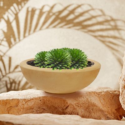 Image showing 4 th Sunnydaze Decor 20.75 in Percival Round Polyresin Outdoor Planter - Sand