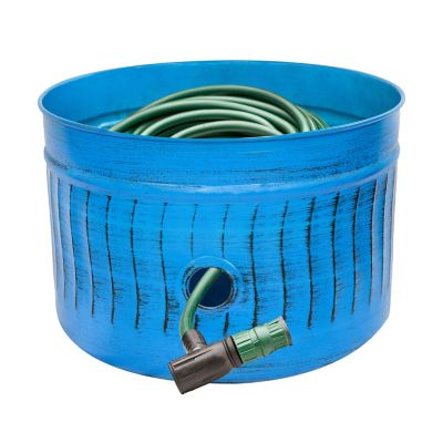 Image showing  Embossed Metal Garden Hose Holder - 100 ft. Hoses, Blue Patina