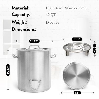 Image showing  40 qt Stainless Steel Steamer Pot
