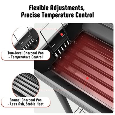 Image showing  30 in. Heavy Duty Outdoor BBQ Charcoal Grill with Side Table & 647 sq. in. Cooking Area