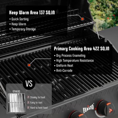 Image showing  4-Burner Propane 36000 BTU Gas Grill with 2 Side Tables & Porcelain-Enameled Grates for Patio Garden Barbecue, Black