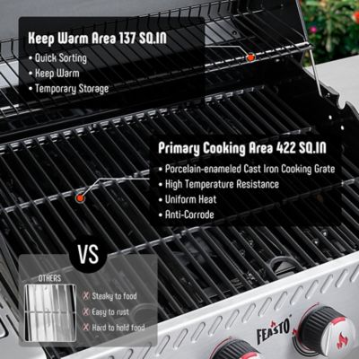 Image showing  4-Burner Propane 48000 BTU Gas Grill with 2 Side Tables & Porcelain-Enameled Grates for Patio Garden Barbecue, Silver