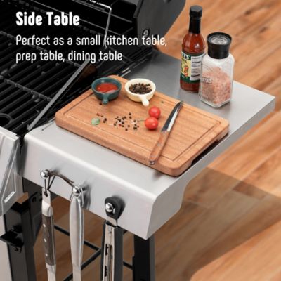 Image showing  4-Burner Propane 48000 BTU Gas Grill with 2 Side Tables & Porcelain-Enameled Grates for Patio Garden Barbecue, Silver