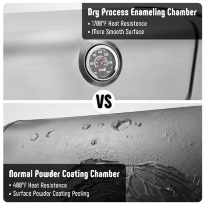 Image showing 7 th Feasto 4-Burner Propane 48000 BTU Gas Grill with 2 Side Tables & Porcelain-Enameled Grates for Patio Garden Barbecue, Silver