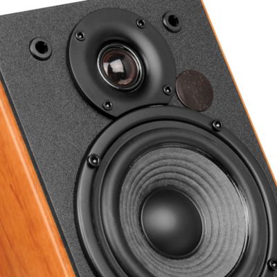 Image showing  42-Watt Continuous-Power Amplified Bluetooth Professional Bookshelf Speakers with Remote, R1380DB, 2 ct. (Brown)