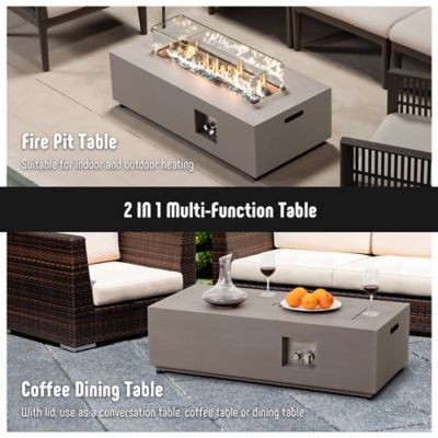 Image showing 5 th Werph 42 in. Propane Fire Pit Table Set & Tank Holder, CSA Certifed 50,000 BTU Outdoor Firepit Table, Wind Guard & Glass Stones