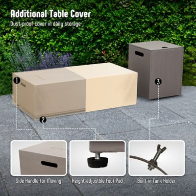 Image showing 6 th Werph 42 in. Propane Fire Pit Table Set & Tank Holder, CSA Certifed 50,000 BTU Outdoor Firepit Table, Wind Guard & Glass Stones