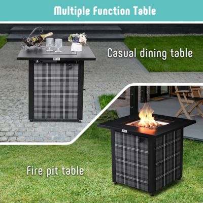 Image showing  28 in. Firepit Table for Family Outdoor Gathering Heat and Patio Deck Garden Courtyard, ETL-Certified, Black, 50,000 BTU