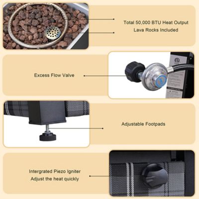 Image showing  28 in. Firepit Table for Family Outdoor Gathering Heat and Patio Deck Garden Courtyard, ETL-Certified, Black, 50,000 BTU