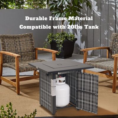 Image showing  28 in. Firepit Table for Family Outdoor Gathering Heat and Patio Deck Garden Courtyard, ETL-Certified, Black, 50,000 BTU