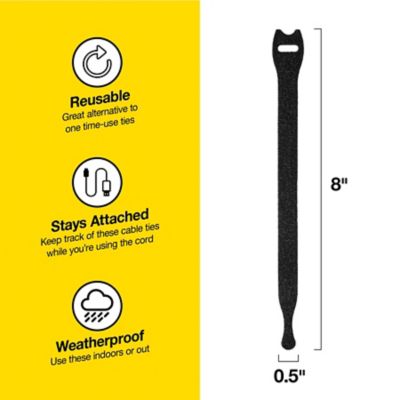 Image showing  Self-Gripping Cable Ties Roll 8 in. 50-Pack Black