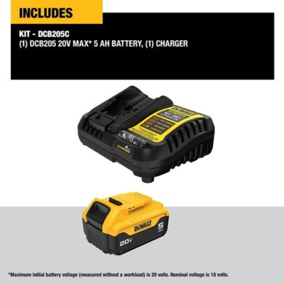 Image showing  DeWalt 20V Max 5 Ah Battery & Charger Combo