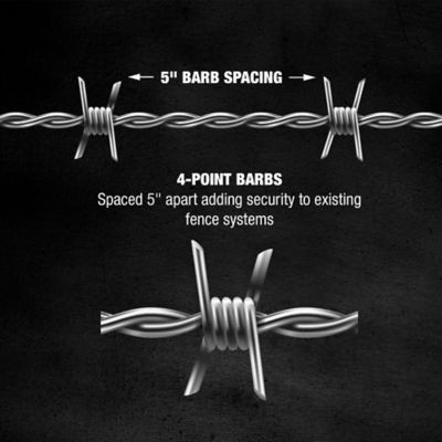 Image showing  1320 ft. 12-1/2 Gauge Galvanized Steel 4-Point Barbed Wire