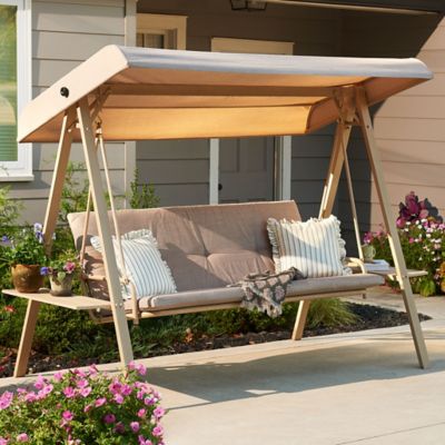 Image showing  3-Person Patio Swing with Cushion and Canopy, 600 lb.