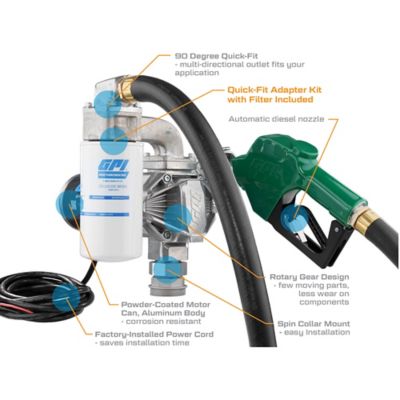 Image showing  20 GPM 12V Fuel Transfer Pump, Automatic Diesel Nozzle with Filter